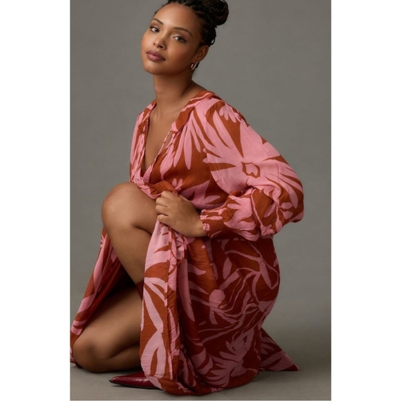 Anthropologie NWTs The Marais Printed Chiffon Maxi Dress - Picture 2 of 12